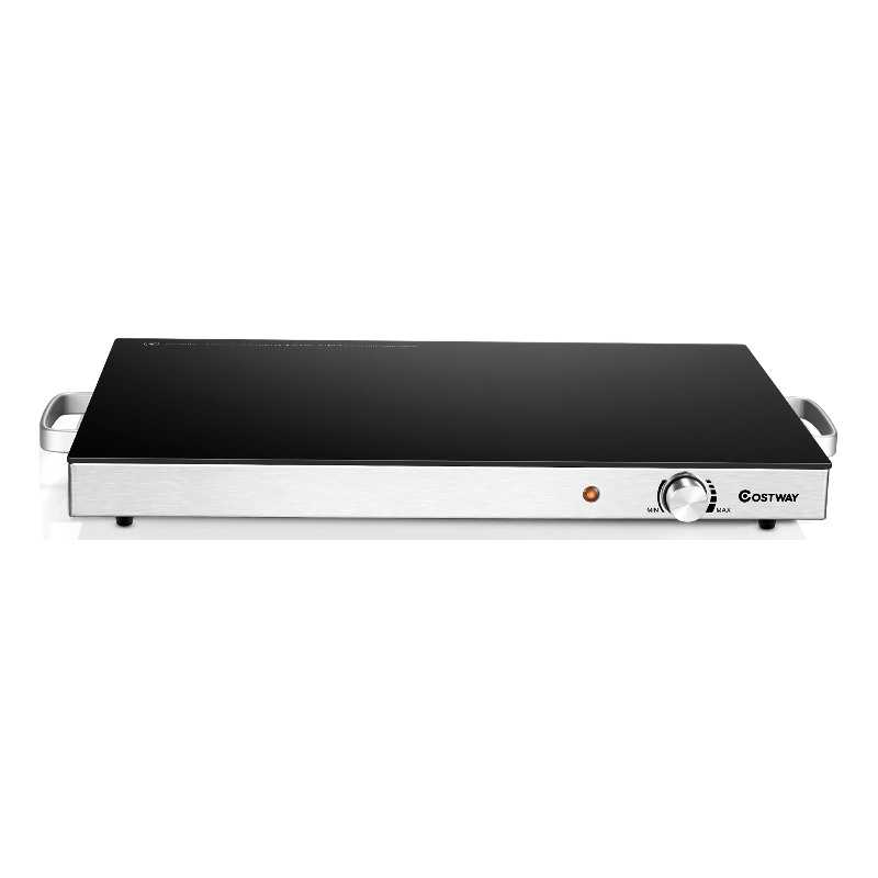 22''x 14'' Electric Warming Tray Hot Plate Dish Warmer w/ Adjustable Temperature Silver Stainless Steel