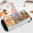 Electric Buffet Server Food Warmer with 3 Removable Trays Adjustable Tempered Silver Stainless Steel