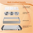 Electric Buffet Server Food Warmer with 3 Removable Trays Adjustable Tempered Silver Stainless Steel