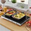 1 PCS Electric Warming Tray with Adjustable Temperature Built-In Handles for Buffets Black Stainless Steel