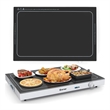 1 PCS Electric Warming Tray with Adjustable Temperature Built-In Handles for Buffets Black Stainless Steel