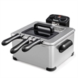 Electric Deep Fryer 5.3 QT/21-Cup Stainless Steel 1700W with Triple Basket Black Metal