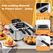 Electric Deep Fryer 5.3 QT/21-Cup Stainless Steel 1700W with Triple Basket Black Metal