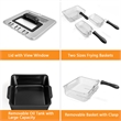 Electric Deep Fryer 5.3 QT/21-Cup Stainless Steel 1700W with Triple Basket Black Metal