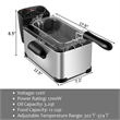 Electric Deep Fryer 3.2 QT/12-Cup Stainless Steel 1700W with Frying Basket Silver Metal