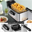 Electric Deep Fryer 3.2 QT/12-Cup Stainless Steel 1700W with Frying Basket Silver Metal