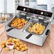 3400W Electric Countertop Deep Fryer Dual Tank Home Steel Silver