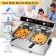 3400W Electric Countertop Deep Fryer Dual Tank Home Steel Silver
