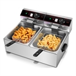 3400W Electric Countertop Deep Fryer Dual Tank Home Steel Silver