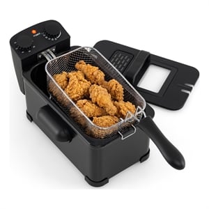 3 Liter Electric Deep Fryer 1700W Oil Fryer with Detachable Frying Basket Black