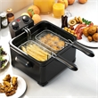 5 Liter Electric Deep Fryer 1700W Oil Fryer with 3 Detachable Frying Baskets Black Metal