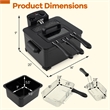5 Liter Electric Deep Fryer 1700W Oil Fryer with 3 Detachable Frying Baskets Black Metal