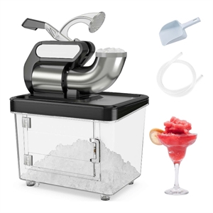 660LBS/H Commercial Ice Crusher with Dual Blades Safety On/Off Switch for Home Black Stainless Steel