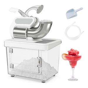660LBS/H Commercial Ice Crusher with Dual Blades Safety On/Off Switch for Home White Stainless Steel