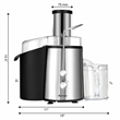 Electric Juicer Wide Mouth Fruit & Vegetable Centrifugal Juice Extractor 2 Speed Silver Plastic