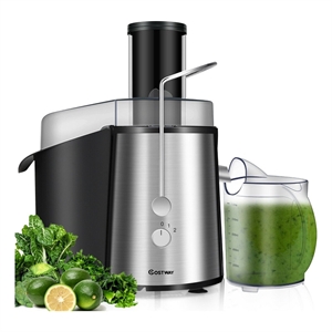 Electric Juicer Wide Mouth Fruit & Vegetable Centrifugal Juice Extractor 2 Speed Silver Plastic