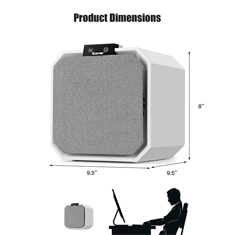Desktop HEPA Air Purifier Home Air Cleaner W/ 2-in-1 Composite HEPA Filter White