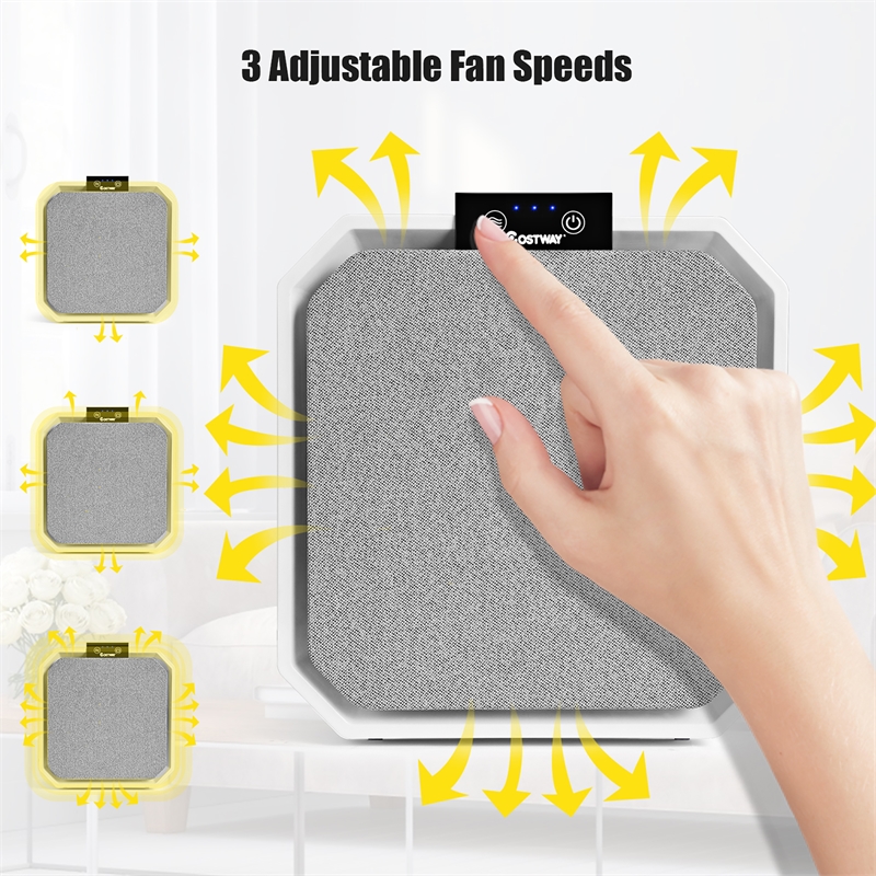 Desktop HEPA Air Purifier Home Air Cleaner W/ 2-in-1 Composite HEPA Filter White