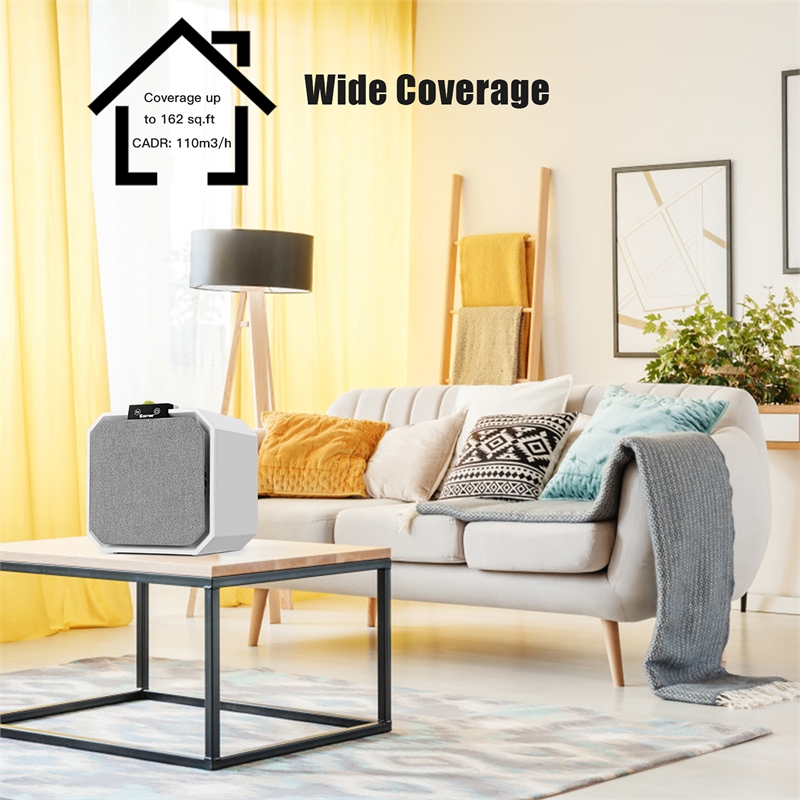 Desktop HEPA Air Purifier Home Air Cleaner W/ 2-in-1 Composite HEPA Filter White