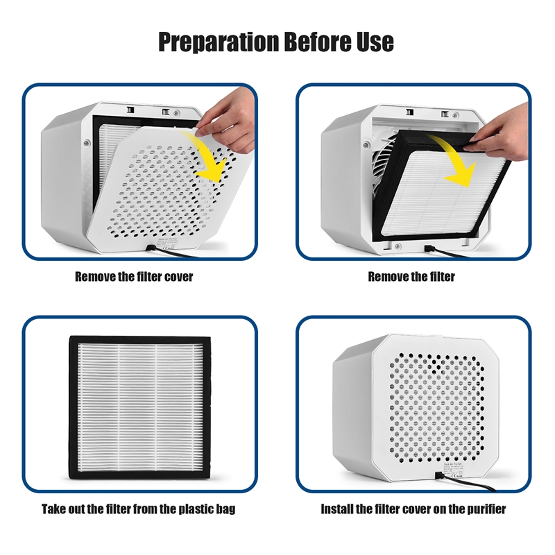 Desktop HEPA Air Purifier Home Air Cleaner W/ 2-in-1 Composite HEPA Filter White
