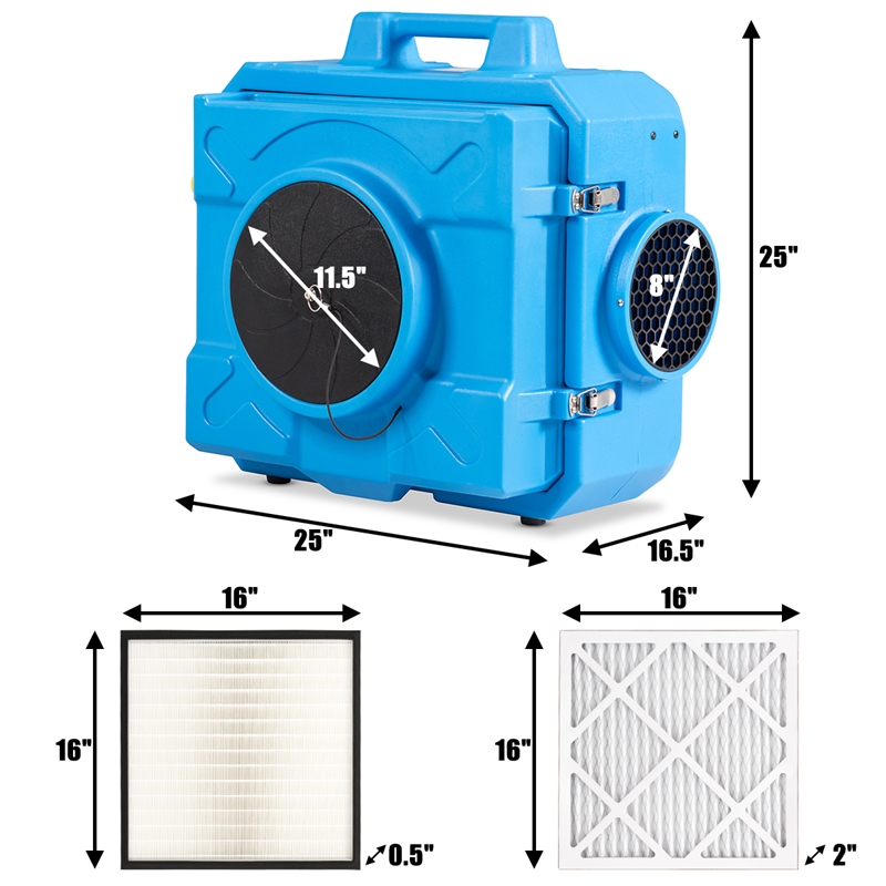 Industrial Commercial Hape Air Purifier Negative Air Purifier 500-2000sq.ft Blue