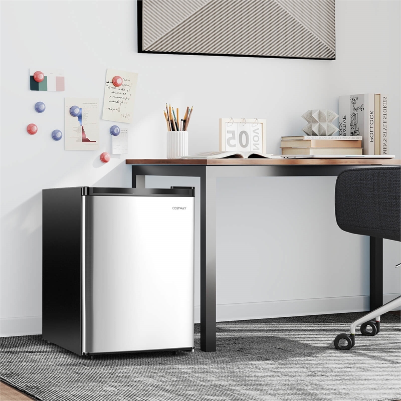 2.1 Cu.Ft Small Freezer Compact Freezer with Reversible Single Door Silver