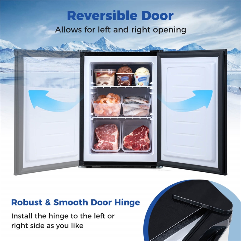 2.1 Cu.Ft Small Freezer Compact Freezer with Reversible Single Door Silver