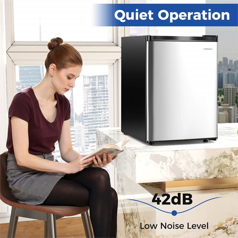 2.1 Cu.Ft Small Freezer Compact Freezer with Reversible Single Door Silver
