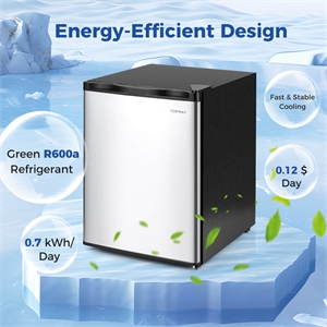 2.1 Cu.Ft Small Freezer Compact Freezer with Reversible Single Door Silver