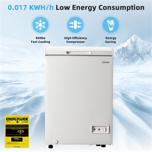 3.5 Cubic Feet Chest Freezer w/Removable Storage Basket Deep Freezer White