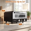 Pizza Oven for 12 inch Pizzas with 6 Presets and 2 Min Rapid Baking Black