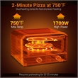 Pizza Oven for 12 inch Pizzas with 6 Presets and 2 Min Rapid Baking Black