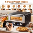 Pizza Oven for 12 inch Pizzas with 6 Presets and 2 Min Rapid Baking Black