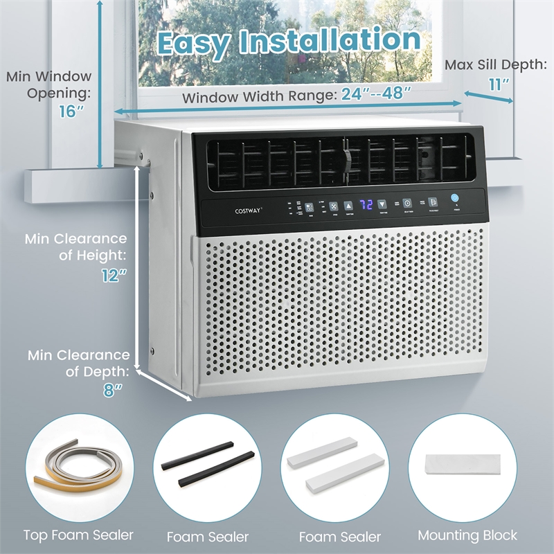 8100 BTU (12000 BTU Ashrae) Window Air Conditioner w/Remote White