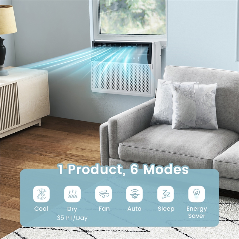 6300 BTU (10000 BTU Ashrae) Window Air Conditioner w/LED Control Panel White