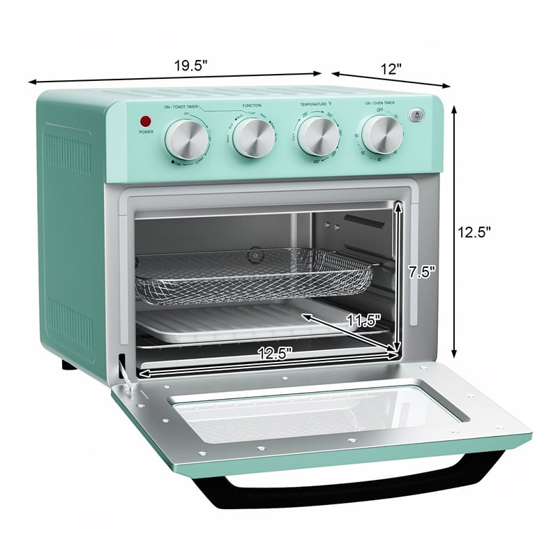Air Fryer Toaster Oven 19 QT Dehydrate Convection Ovens w/ 5 Accessories Green