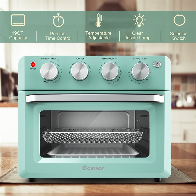 Air Fryer Toaster Oven 19 QT Dehydrate Convection Ovens w/ 5 Accessories Green