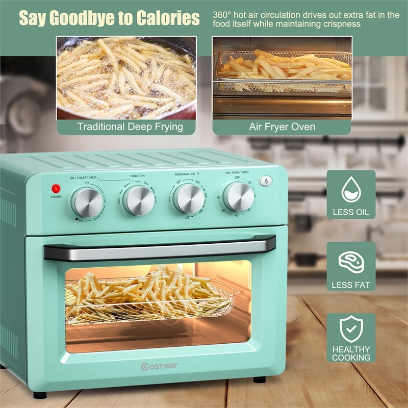 Air Fryer Toaster Oven 19 QT Dehydrate Convection Ovens w/ 5 Accessories Green