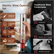 6 in 1Electric Wine Bottle Opener Set Rechargeable Cordless Corkscrew Opener Set Black Stainless Steel