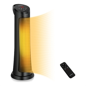 1500W Portable Electric PTC Heater Swing Space Heater w/ 24H Timer &Thermostat Black Metal