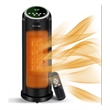 Portable Oscillating PTC Ceramic Space Heater 1500W LED 12H Timer Remote Control Black Plastic