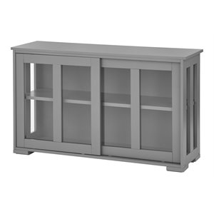 tms pacific transitional wood & glass storage cabinets in charcoal gray