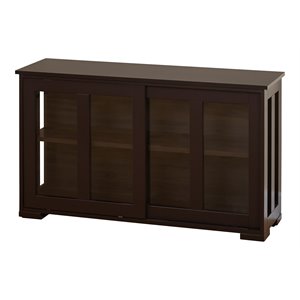 tms pacific transitional wood & glass storage cabinets in espresso