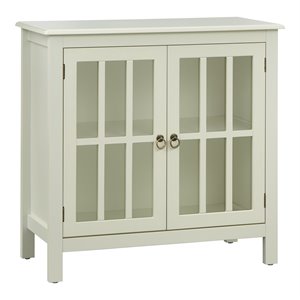 tms portland transitional wood/glass & metal storage cabinets in antique white