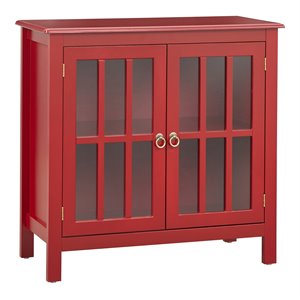 tms portland transitional wood/glass & metal storage cabinets in red