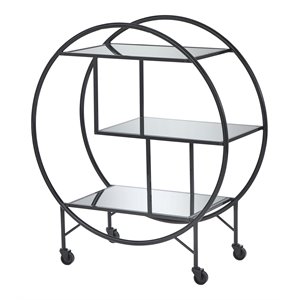 tms bayley transitional metal & mirror bar cart in glossy black