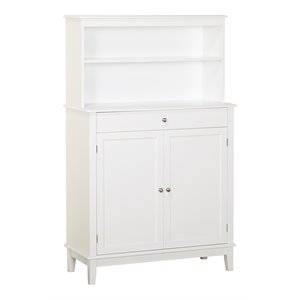 tms adjustable farmhouse mdf and solid wood buffet with hutch in white