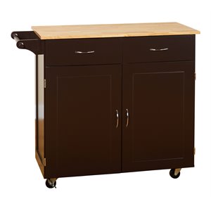tms large transitional rubber wood & mdf kitchen cart in espresso