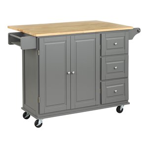 tms sundance transitional rubber wood & mdf kitchen cart in gray