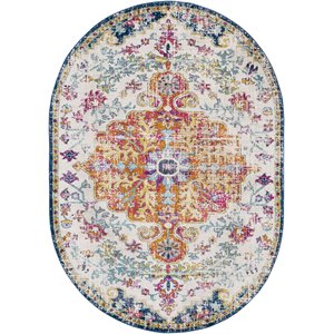 harput hap-1000 5' x 8' oval rug in aqua/white/red/yellow/orange/pink